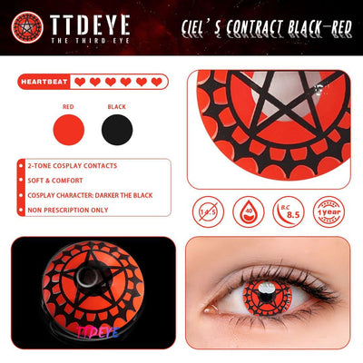 TTDeye Ciel's Contract Black-Red Colored Contact Lenses