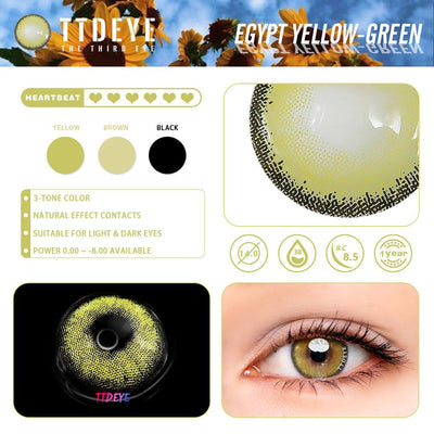 TTDeye Egypt Yellow-Green Colored Contact Lenses