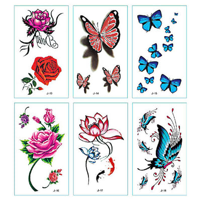 TTDeye Flower & Butterfly 30 Piece Tattoo Stickers
