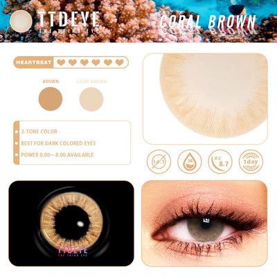 TTDeye Coral Brown 1-Day Color Lens | 20 Pcs