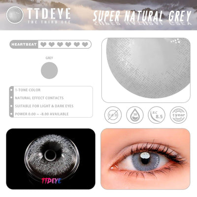 TTDeye Super Natural Grey Colored Contact Lenses