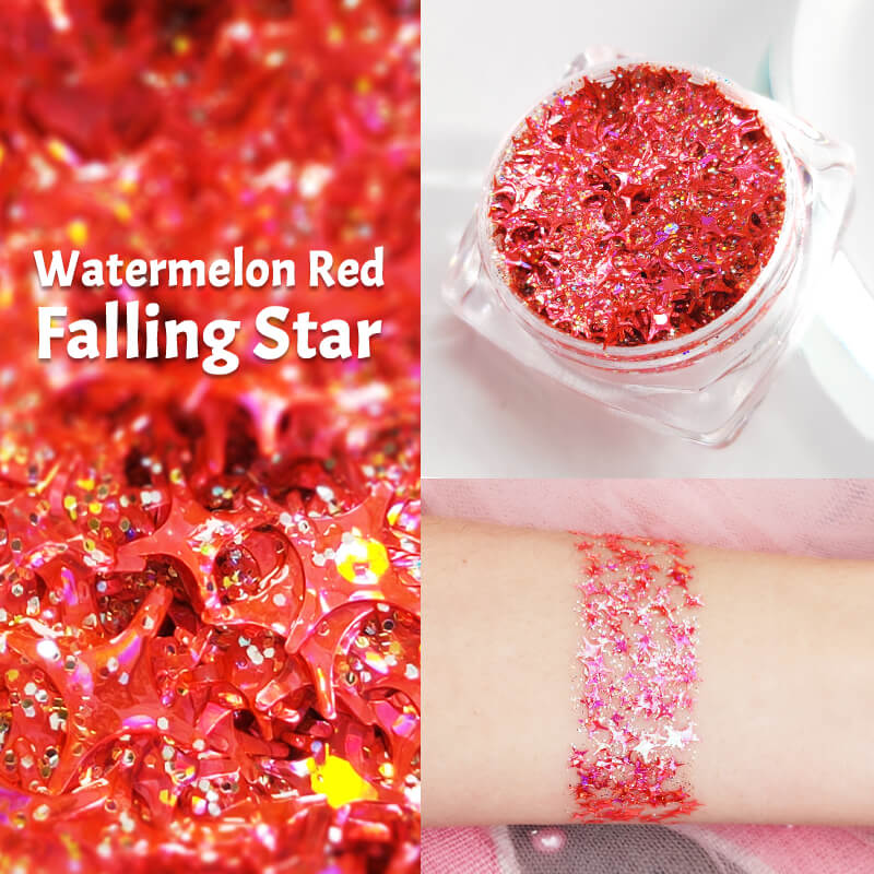 TTDeye Watermelon Red Falling Star Glitter Gel