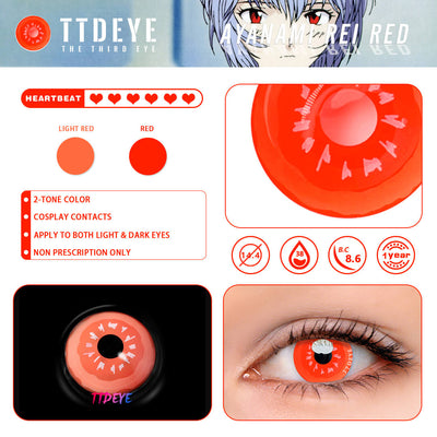 TTDeye Ayanami Rei Red Colored Contact Lenses