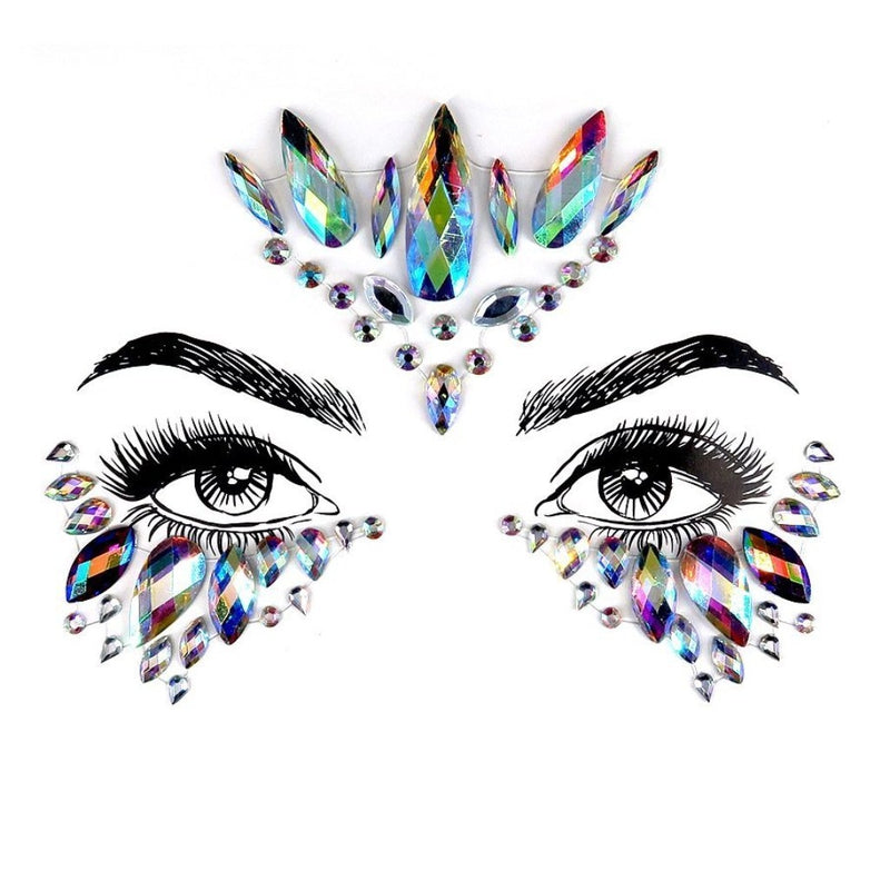 Peacock Wing Rhinestone Crystal Face Jewels