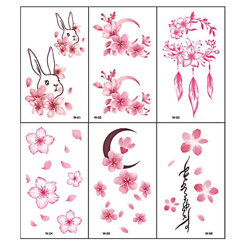 TTDeye Falling Sakura 30 Piece Tattoo Stickers