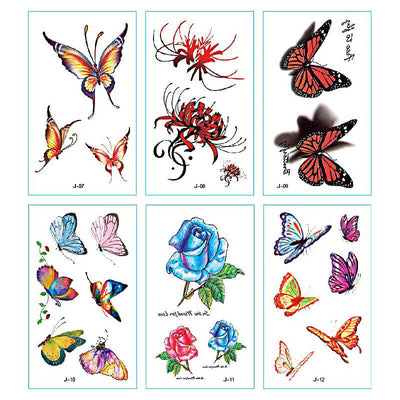 TTDeye Flower & Butterfly 30 Piece Tattoo Stickers