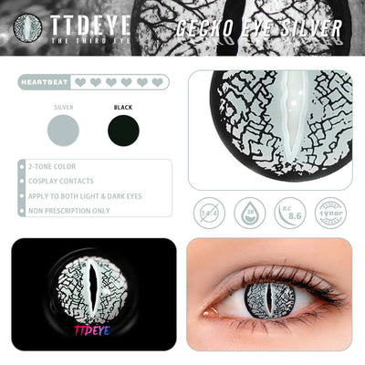 TTDeye Gecko Eye Silver Colored Contact Lenses