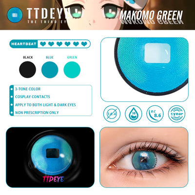 TTDeye Demon Slayer - Makomo Green Colored Contact Lenses