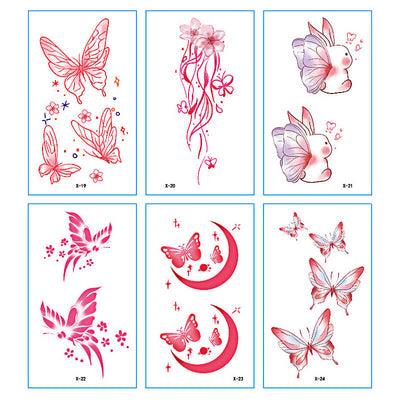 TTDeye Pink Butterfly 30 Piece Tattoo Stickers