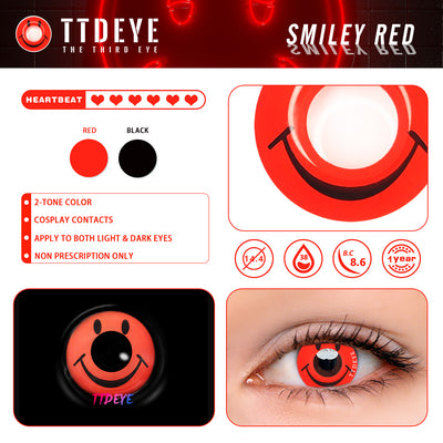 TTDeye Smiley Red Colored Contact Lenses