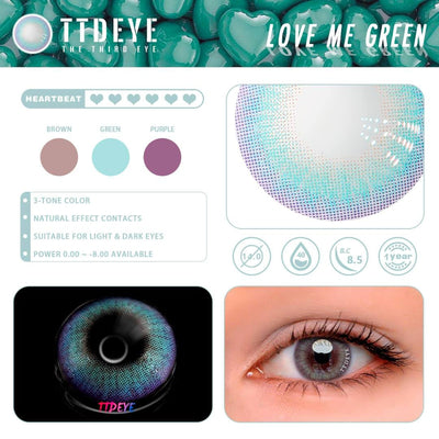TTDeye Love Me Green Colored Contact Lenses